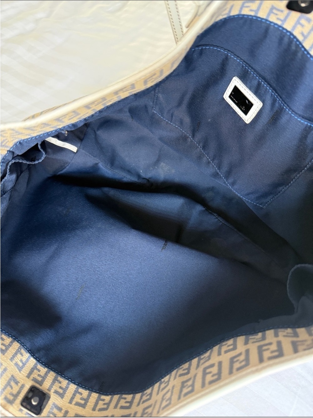 Beautiful Fendi Blue Brown Tote - Picture 10 of 13